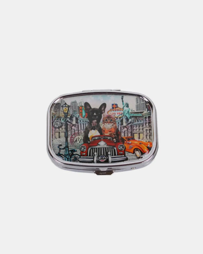 Nicole Lee USA Print Metallic Rectangular Pill Case City Drive One Size