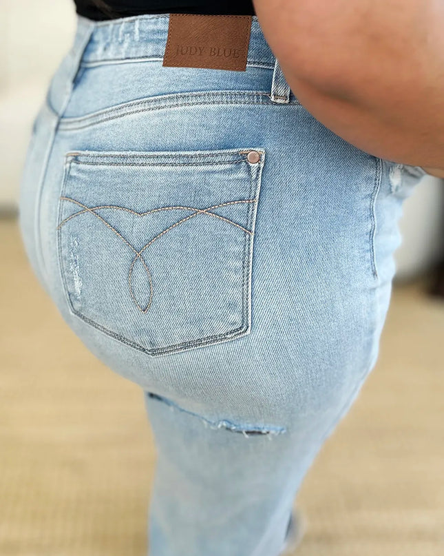 Judy Blue Full Size High Waist Distressed Straight Jeans