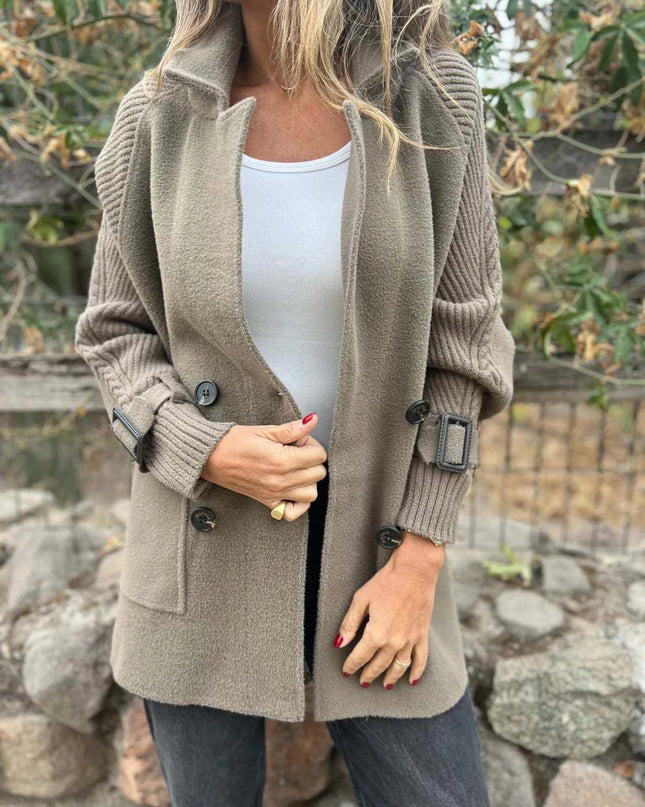 Full Size Texture Knit Longline Coat Plus Size