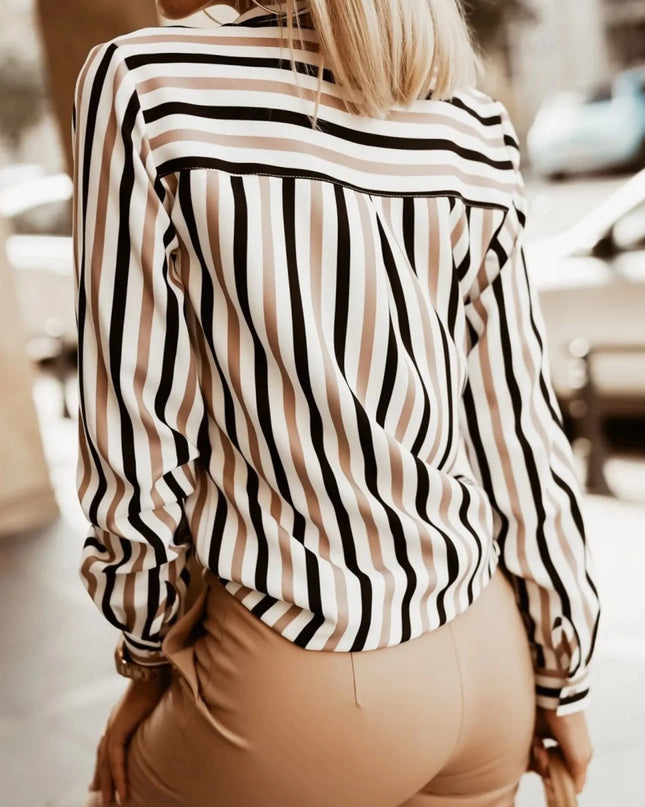 Striped Button-Down Long Sleeve Shirt
