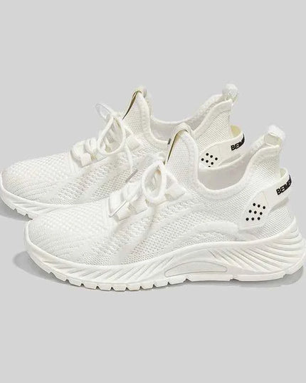 Mesh Lace-Up Platform Athletic Shoes