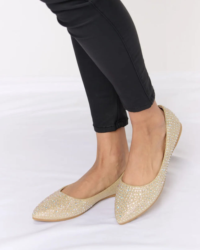 Forever Link Rhinestone Point Toe Flat Slip-Ons