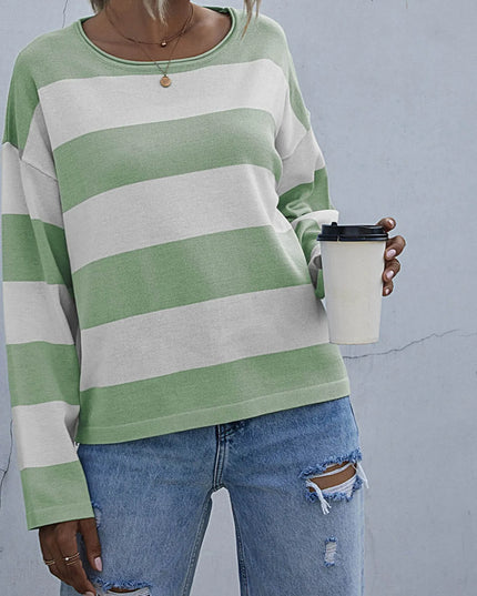 Striped Casual Long Sleeve Knit Top