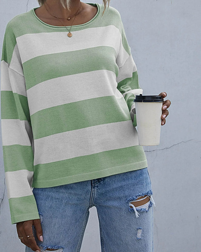 Striped Casual Long Sleeve Knit Top