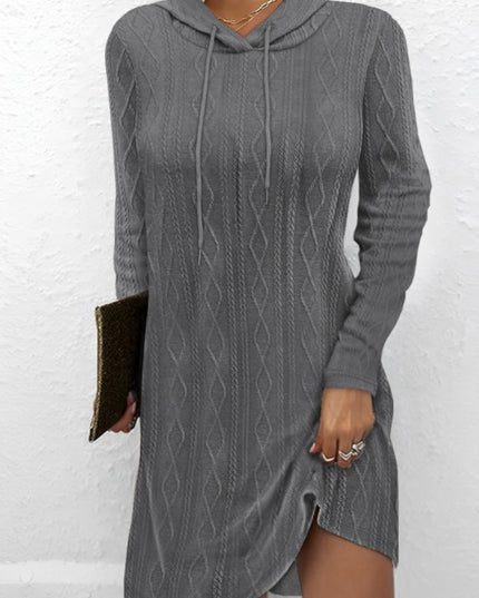 Drawstring Hooded Sweater Dress