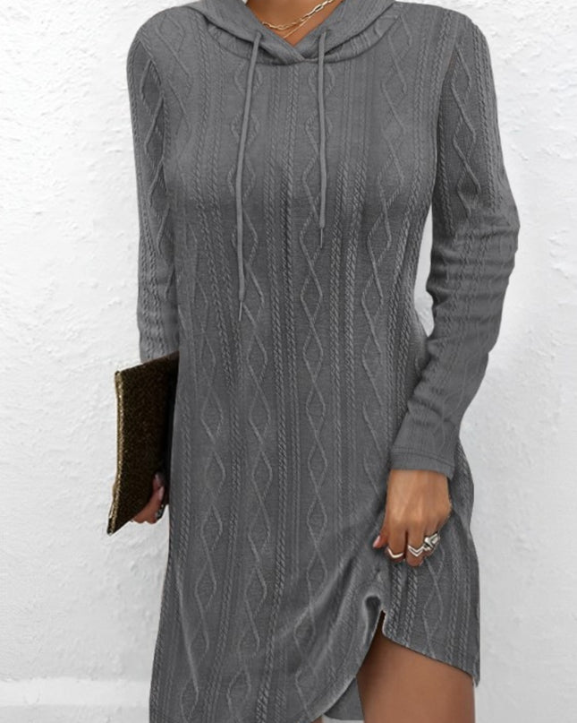 Drawstring Hooded Sweater Dress