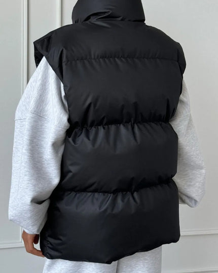 Zip Up Turtleneck Vest Coat