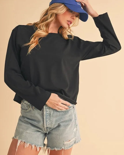 Aemi+Co Round Neck Long Sleeve T-Shirt