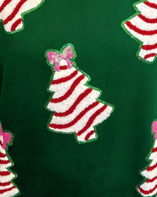 Christmas Tree Sequin Long Sleeve Sweatshirt