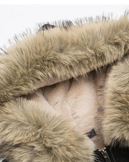 Men's Faux Fur Hooded Zip Up Jacket
