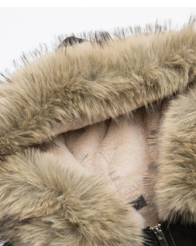 Men's Faux Fur Hooded Zip Up Jacket