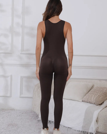 Half Zip Wide Strap Active Jumpsuit