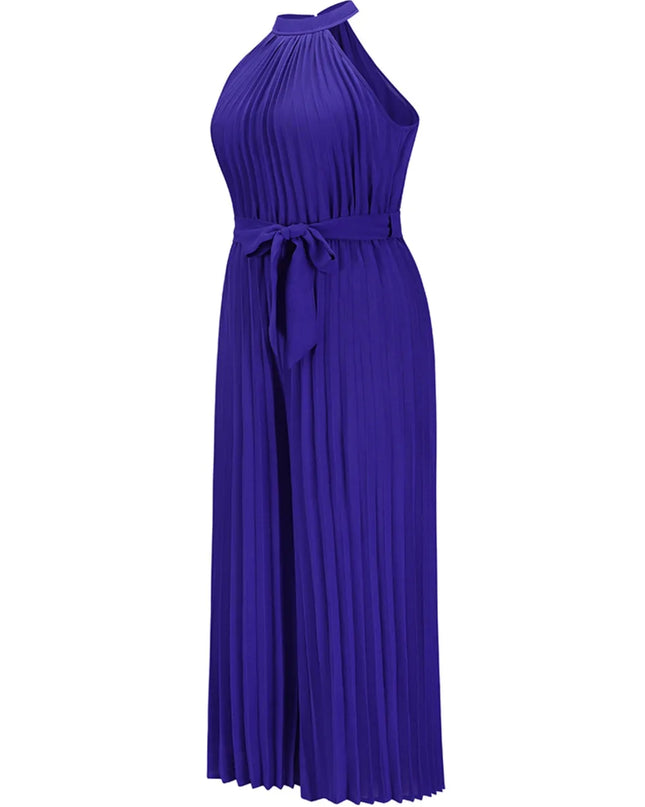 Cutout Tied Pleated Sleeveless Jumpsuit