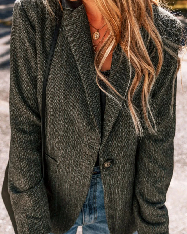 Pocketed Buttoned Long Sleeve Blazer