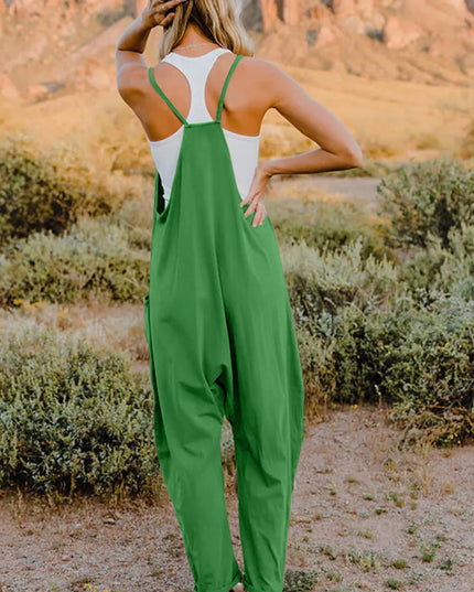 Double Take Full Size V-Neck Sleeveless Jumpsuit with Pockets