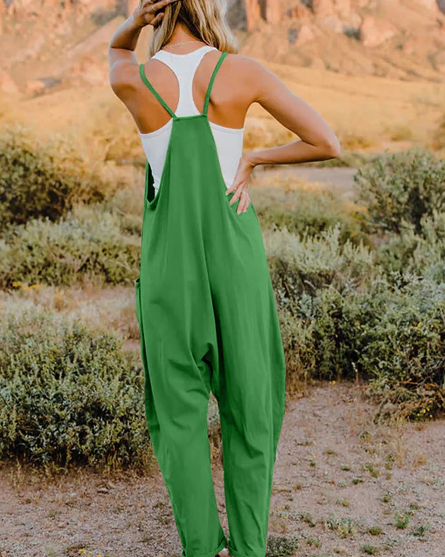 Double Take Full Size V-Neck Sleeveless Jumpsuit with Pockets