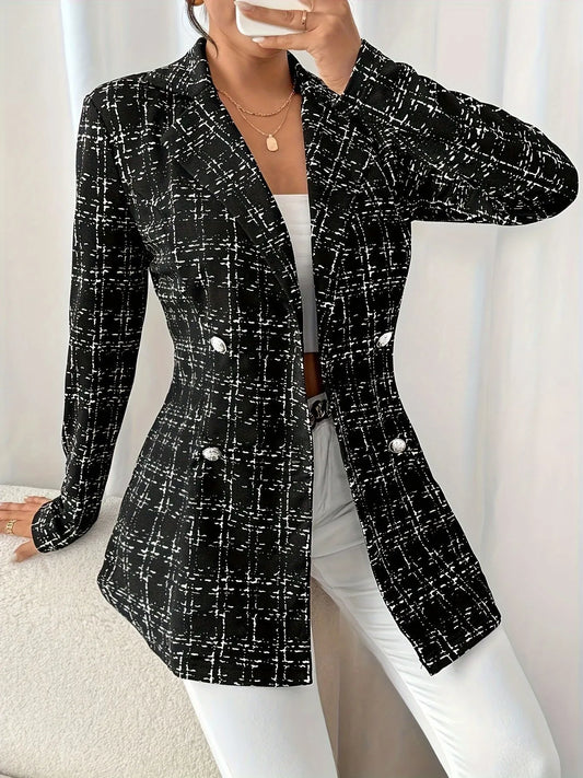 Tweed Double-Breasted Blazer Black