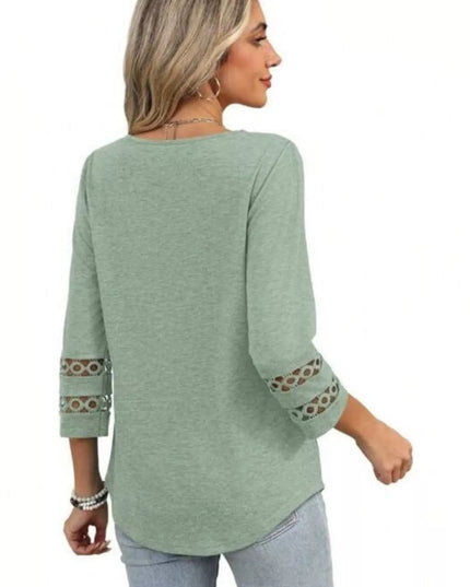 Full Size V-Neck 3/4 Sleeve T-Shirt Plus Size