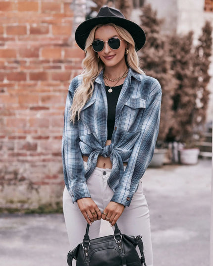 Plaid Button-Down Long Sleeve Shirt