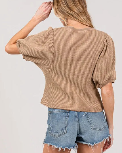 SAGE+FIG Lace-Up Waffle Knit Crop Top