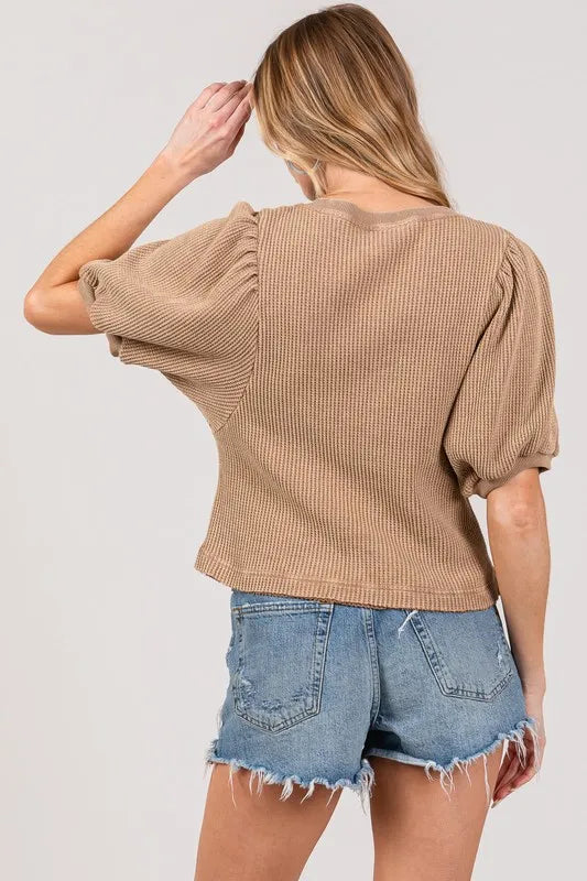 SAGE+FIG Lace-Up Waffle Knit Crop Top