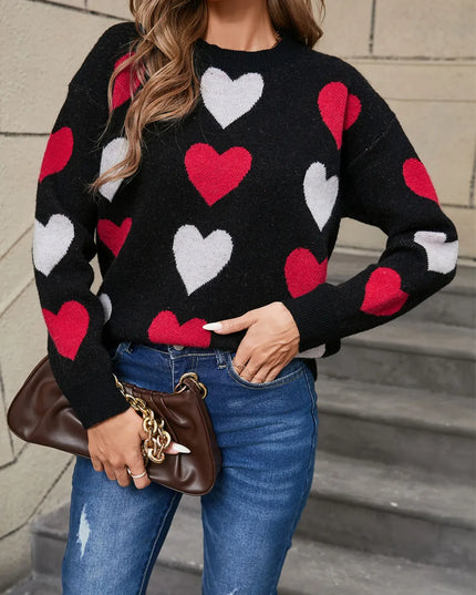 Angel Wings Heart Round Neck Long Sleeve Sweater