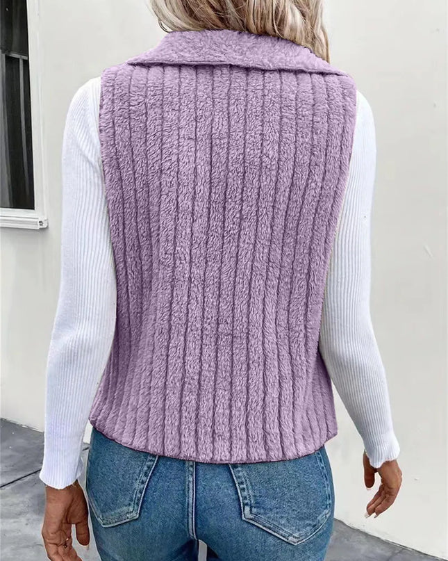 Open Front Fuzzy Vest Coat