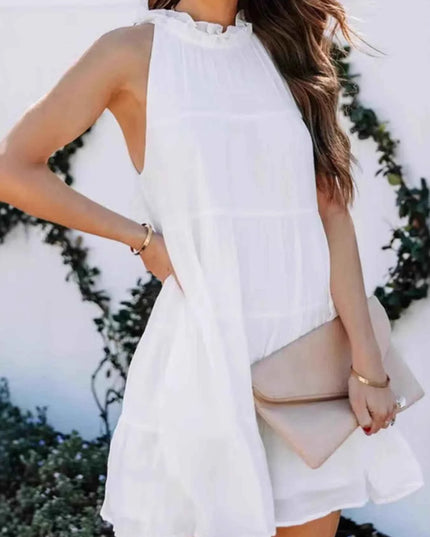 Tiered Sleeveless Tie Back Mini Dress