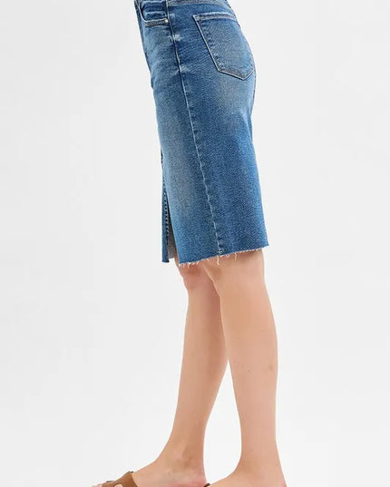 RISEN Full Size High Rise Front Slit Pencil Skirts Plus Size