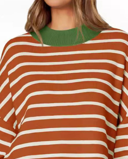 Striped Round Neck Long Sleeve Sweater