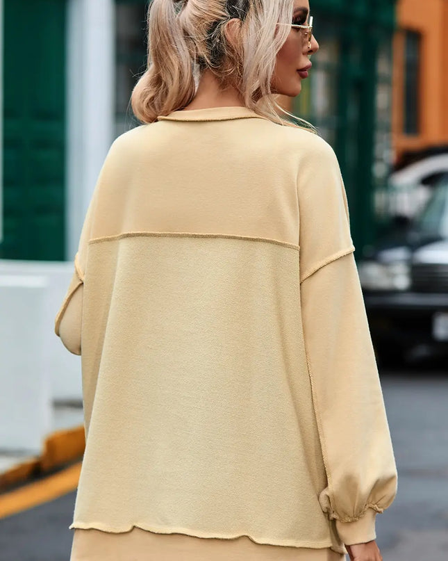 Buttoned Dropped Shoulder Sweatshirt
