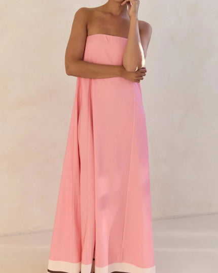 Smocked Printed Tube Maxi Dress