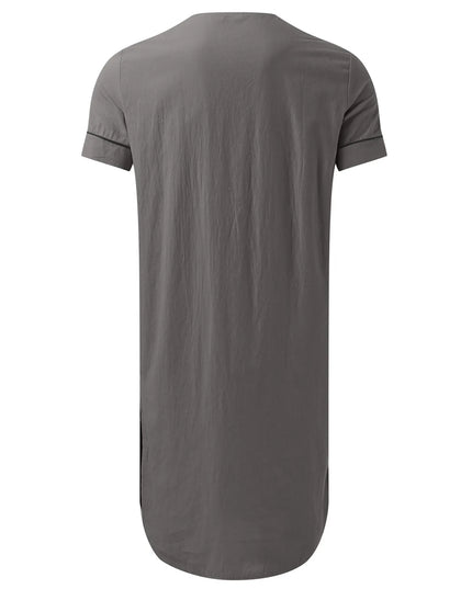 Men's Full Size Button Detail Short Sleeve Lounge Dress Plus Size