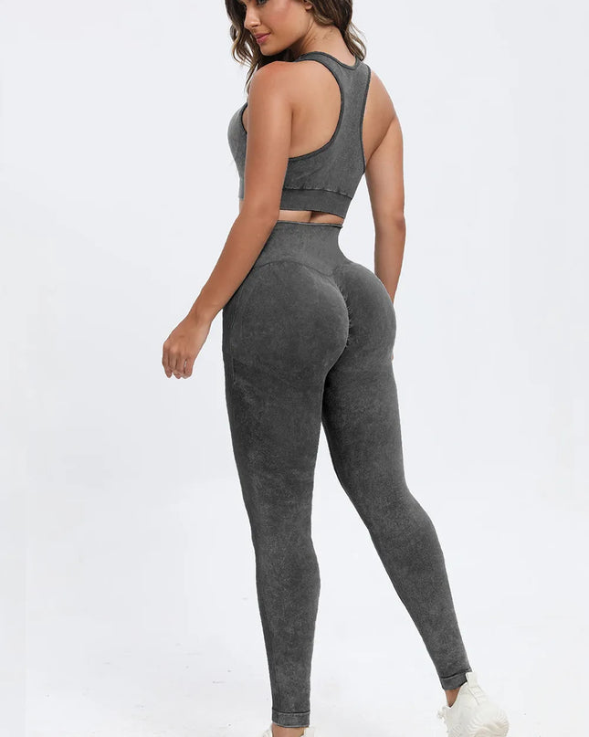 3 Piece Washed Square Neck Wide Strap Active Set 