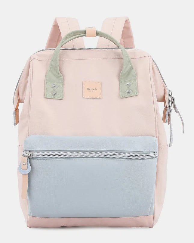 Himawari Water Resistant Canvas Backpack Bag with Side Pockets Pink Blue One Size