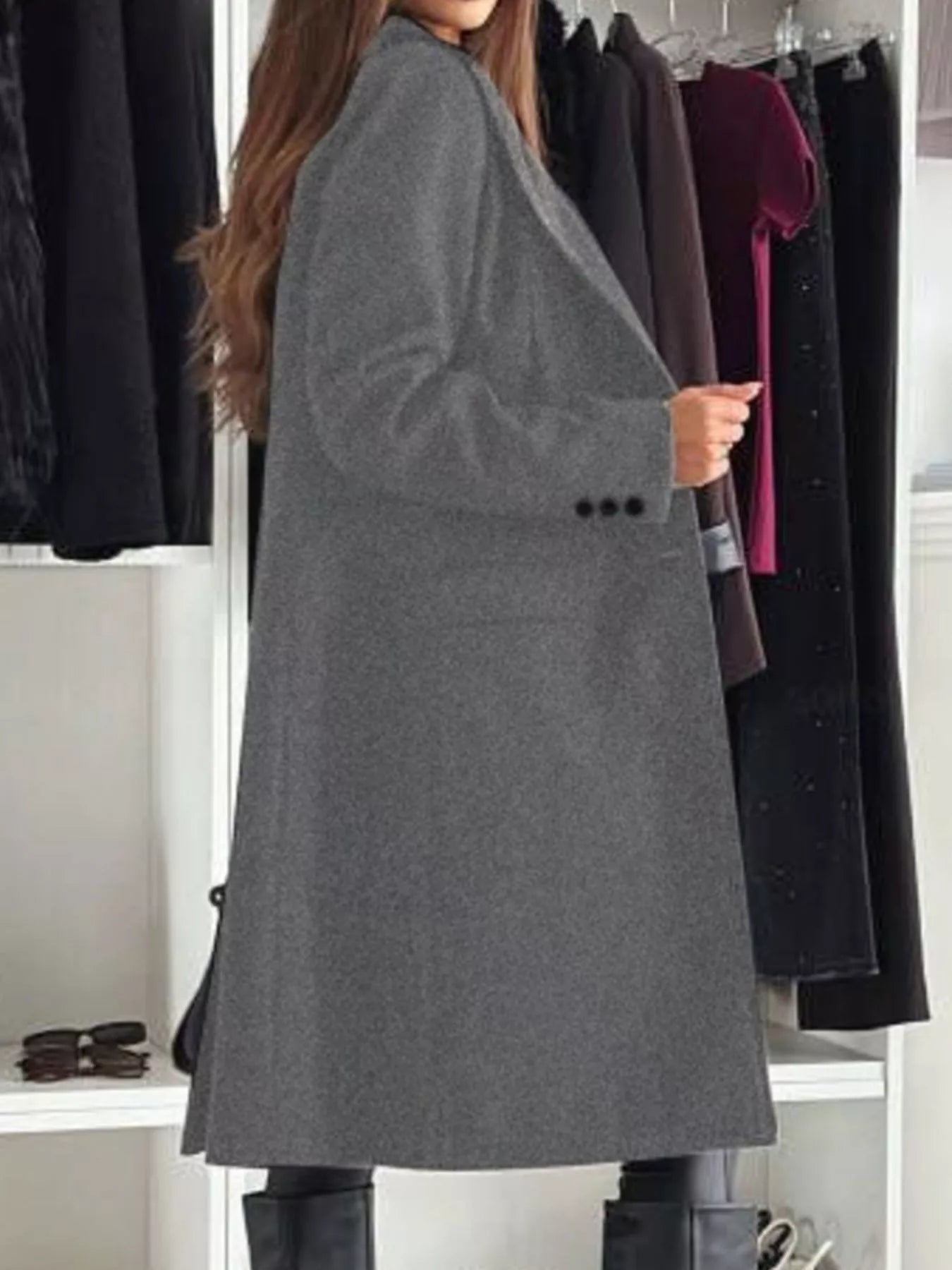 Lapel Collar Long Sleeve Coat