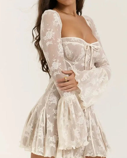 Sweetheart Neck Lace Mini Dress