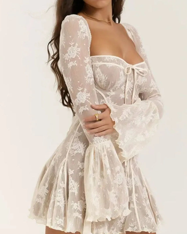 Sweetheart Neck Lace Mini Dress