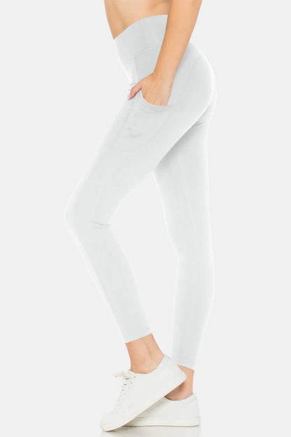 Leggings Depot High Waist Leggings with Pockets White