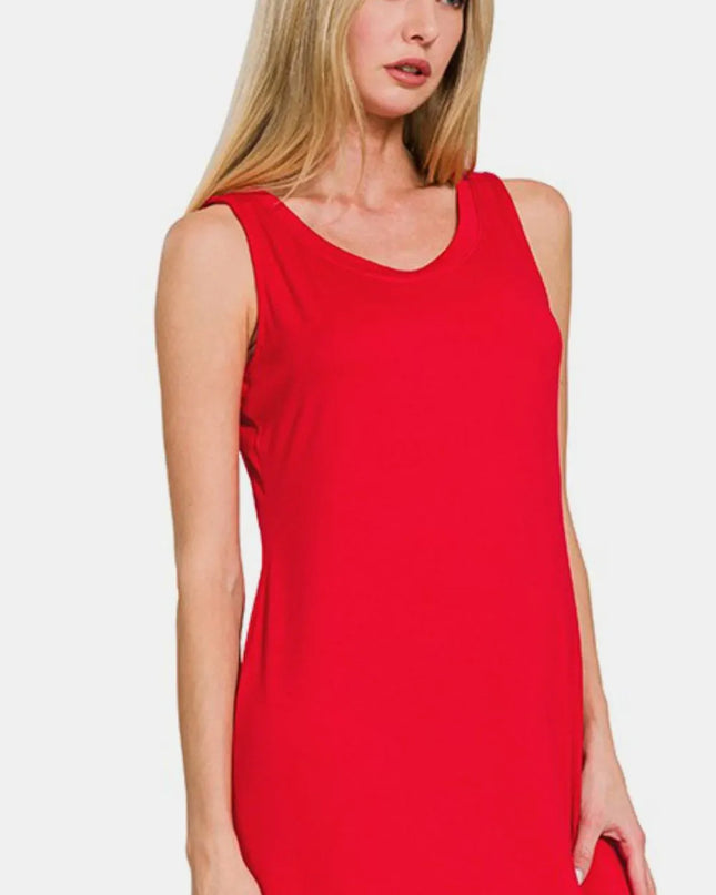 Zenana Scoop Neck Wide Strap Tank Dress