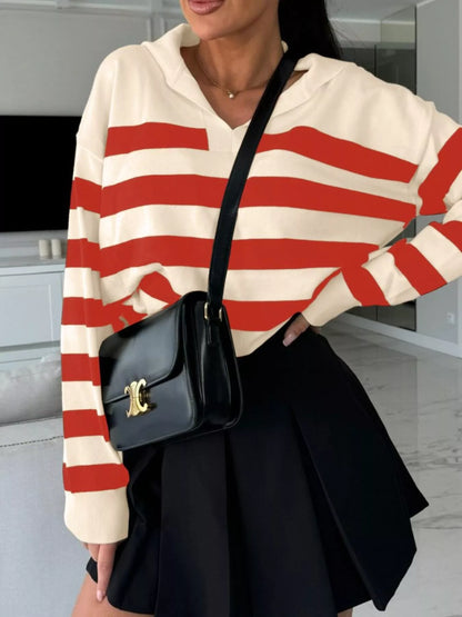 Striped Dropped Shoulder Knit Top