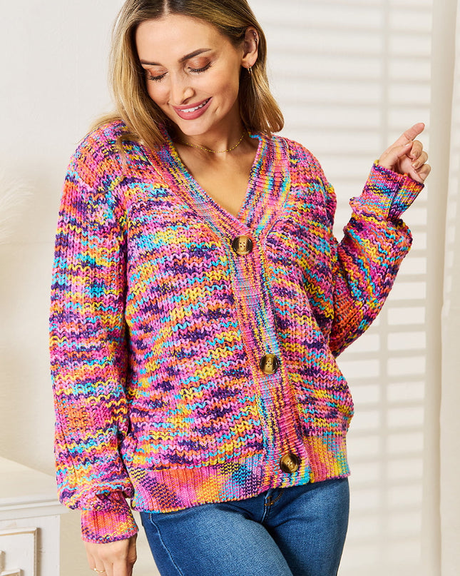 Angel Wings Woven Right V-Neck Long Sleeve Cardigan