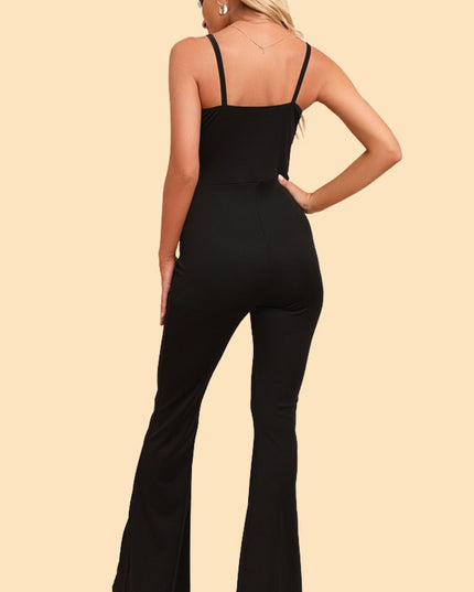Spliced Mesh Spaghetti Strap Jumpsuit