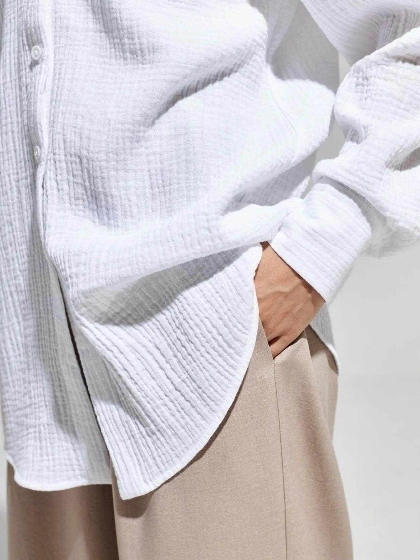 Button Up Long Sleeve Texture Shirt