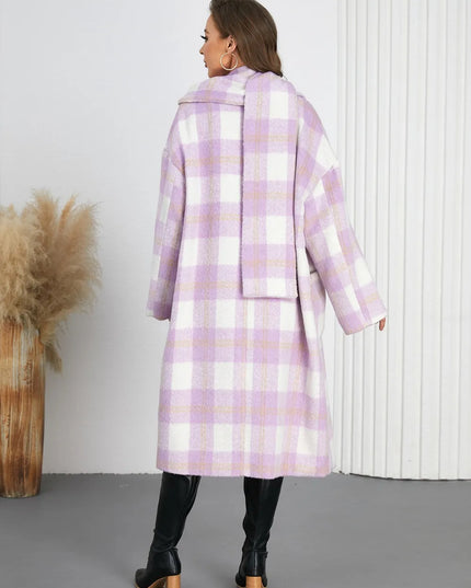 Plaid Button Up Long Sleeve Coat