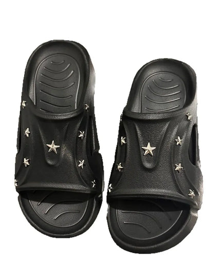 Star Studded Platform Comfort Sandals Black