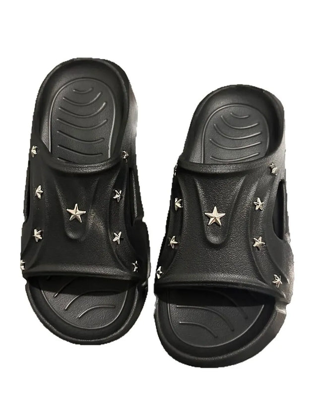 Star Studded Platform Comfort Sandals Black