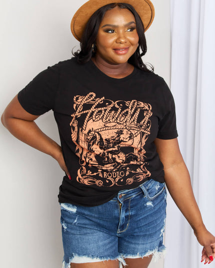 mineB Full Size Graphic Round Neck Tee Black