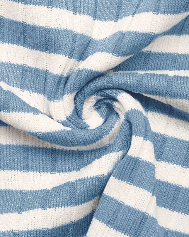 Striped Square Neck Long Sleeve Top and Pants Lounge Set