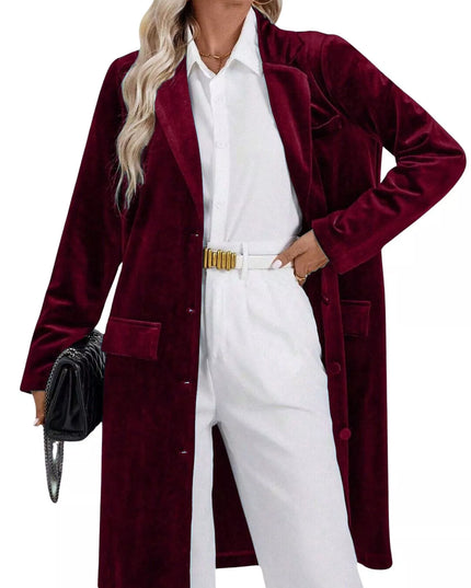 Lapel Collar Long Sleeve Longline Coat